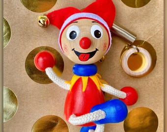 Royal Jester Bouncie: giocattolo in legno fatto a mano, regalo boho per bambini