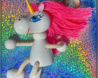 Handmade Wooden Unicorn Bouncy Toy - European Old World Style