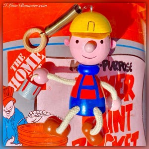 Peter the Painter Bouncy - Wooden Builder Carpenter Worker Jumper Toy on Spring - Old World Style German Decorative - I Love Bouncies