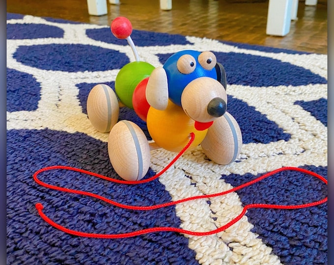 Handmade Wooden Dachshund Pull Toy: Child Development Toy