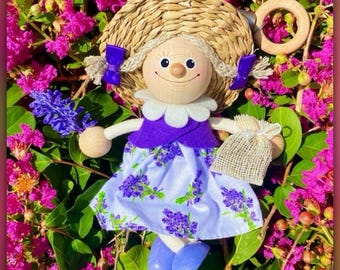 Statuetta in legno Lavender Girl: decorazione da cucina di produzione europea