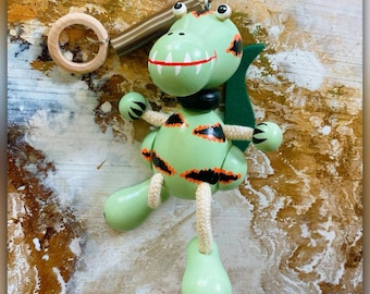 Tyrannosaurus Rex Bouncy: Handmade Wooden T-Rex Dinosaur Spring Toy