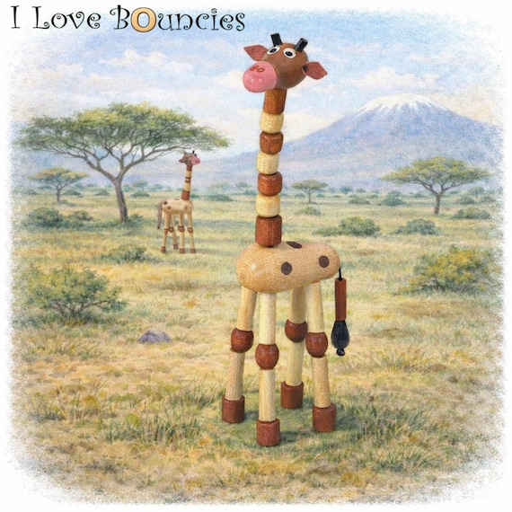 Collapsible Giraffe Push Toy: Handmade German Style Safari Animal