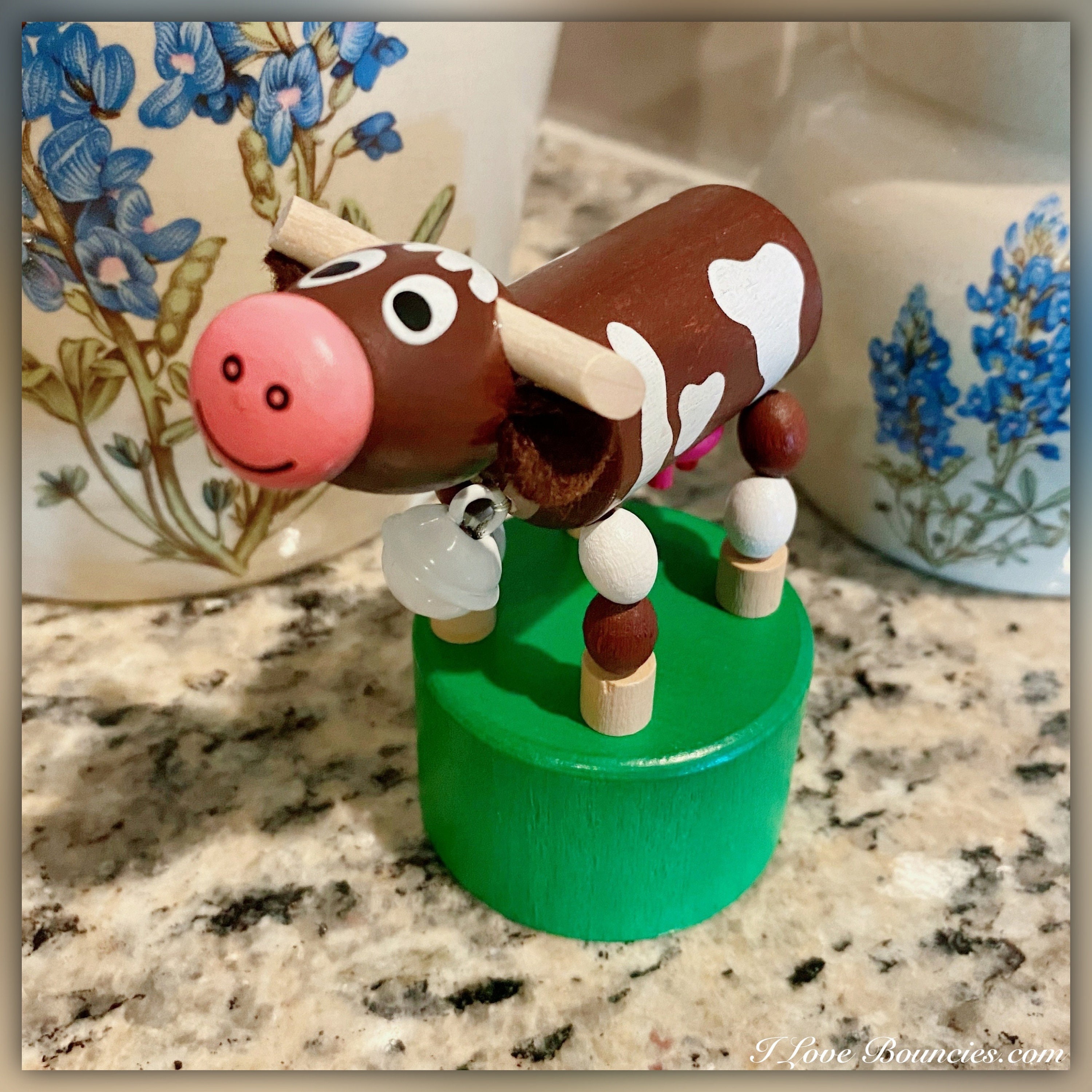Wooden Push Along Cow Toy – Colorful Wheeled Pull Toy For Toddlers, Encourages First Steps