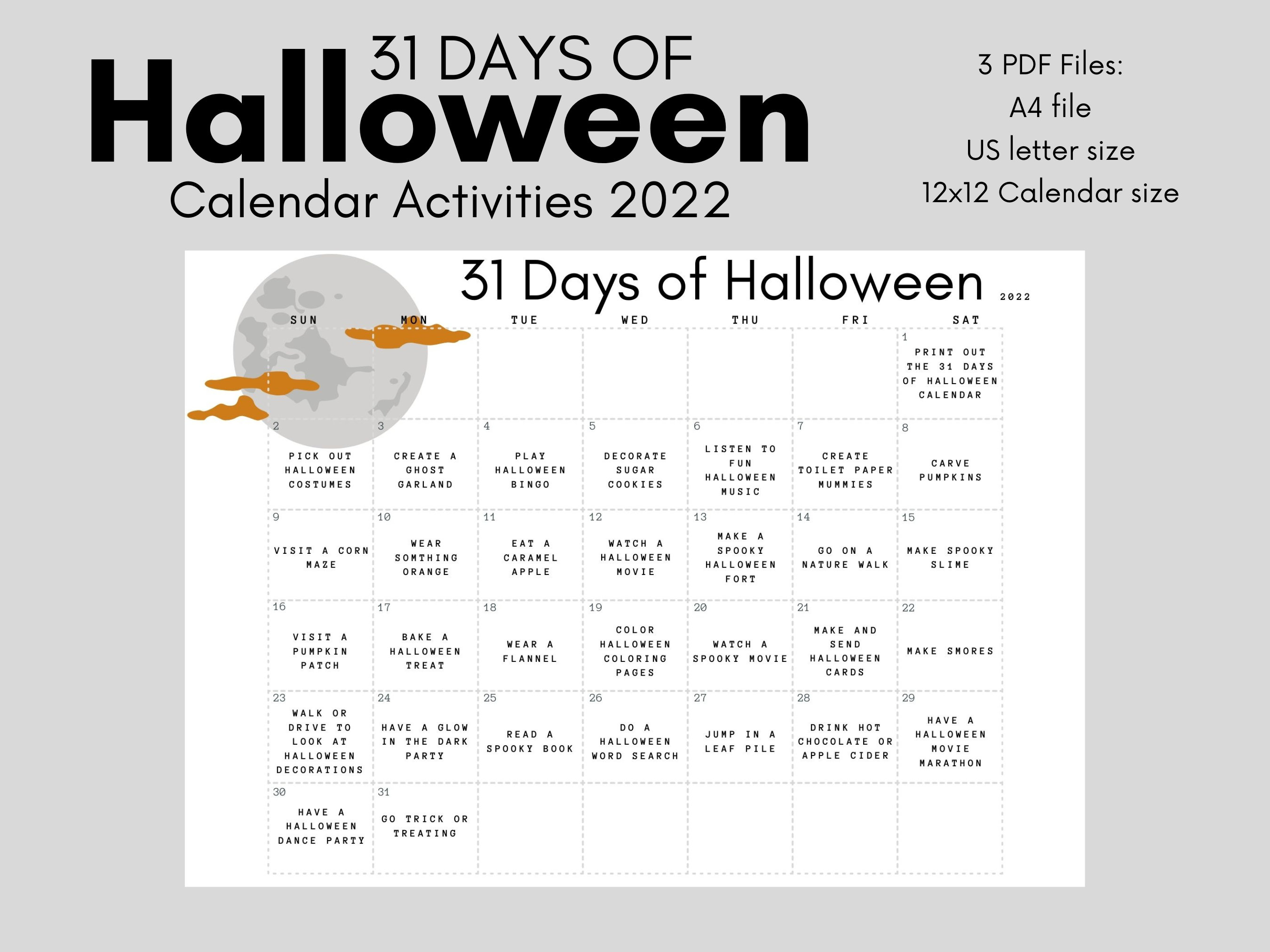 31 Days of Halloween Activities 31 Days of Halloween for Etsy
