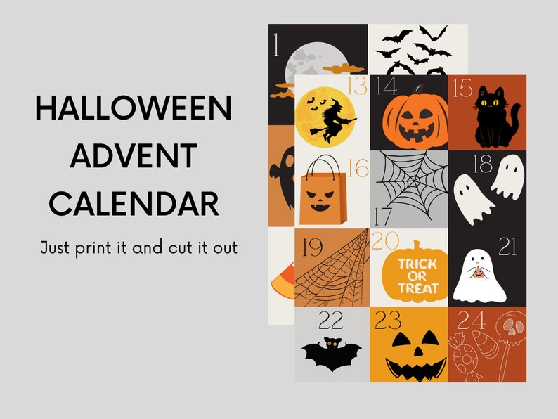 Halloween Advent Calendar Printable Halloween Countdown Etsy