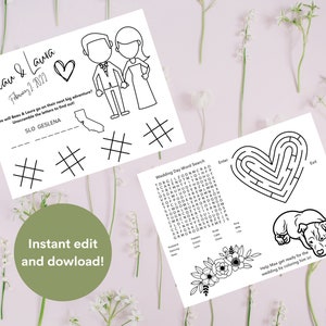 Kinder Hochzeit Aktivität Seite | Malvorlage | Hochzeitsaktivität für Kinder | Kinderhochzeits-Tischaktivität | Digitaler Download | Personalisierbar