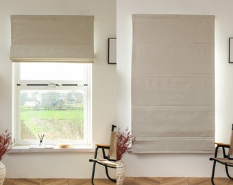 Customize Cordless Roman Shades Total Blackout Chenille Roman Blinds, extra blackout with extra cost Inside or Outside Mount, Length 20-70"