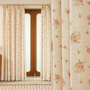 Custom Size Mini Rose Charm 60% Shading Drapery Curtain, Free Sheer Lining, 1 Panel