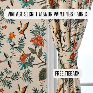 Customize Size/Head Vintage Secret Manor Drapery Curtain, Autumn Vibe, 60% Blackout, Extra Liner Available Extra Wide Free tieback, 1 Panel