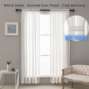 Customize Size/Head White Sheer Window Curtains Elegant Window Voile, Extra Wide Extra Long, 1 Panel