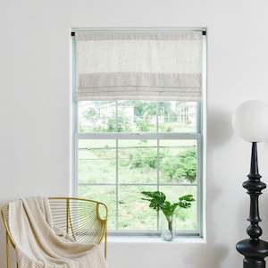 Customize Faux Roman Shades, Window Valance, Linen Sheer