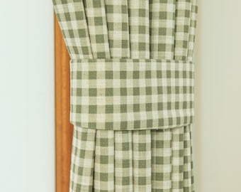 NEW Customize Size/Head Evergreen Plaid Drapery Curtains, FREE Sheer Lining FREE Tieback, 60% Shading, Extra Wide, 1 Panel