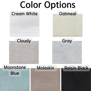 Puede incluir: Opciones de color para muestras de tela en blanco crema, avena, nublado, gris, azul piedra lunar, gamuza y negro uva.