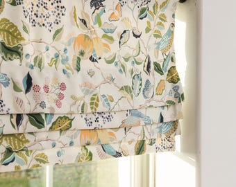 NEW Customize Faux Roman Shades, Window Valance, Blissful Blooms and Birds