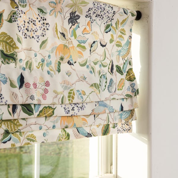 NEW Customize Faux Roman Shades, Window Valance, Blissful Blooms and Birds