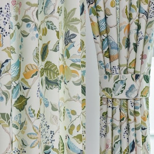 SALE Customize Size/Head Blissful Blooms and Birds, Autumn vibe, FREE Tieback, 60% Shading, Extra Wide, 1 Panel