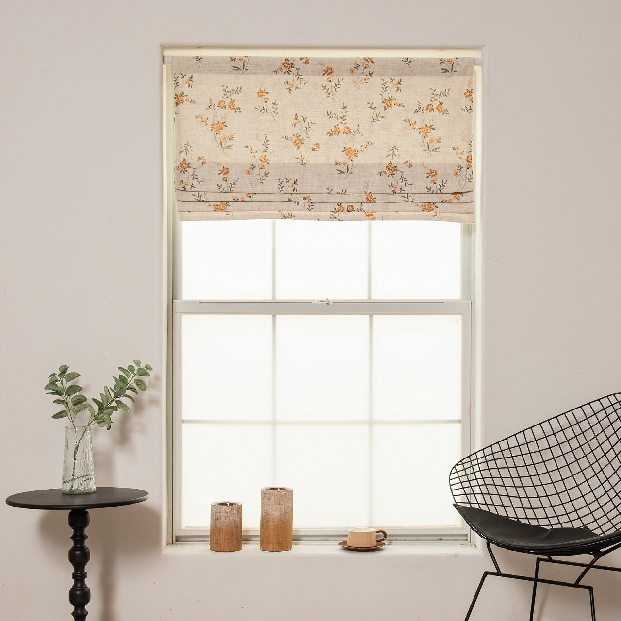 Customize Faux Roman Shades, Window Valance, Clementine rose