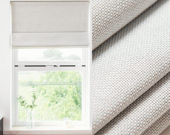 Total Blackout Fine Linen Textured Cordless Roman Shade, Custom Size Inside/Outside Mount
