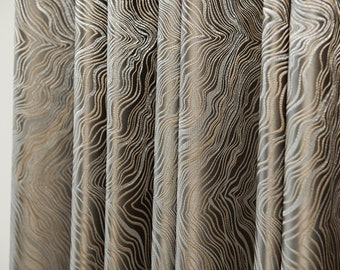Customize Size/Head Italian Wave Stripes Luxury Curtain 80% Blackout, Extra Wide, FREE Sheer Lining FREE Tieback, 1 Panel