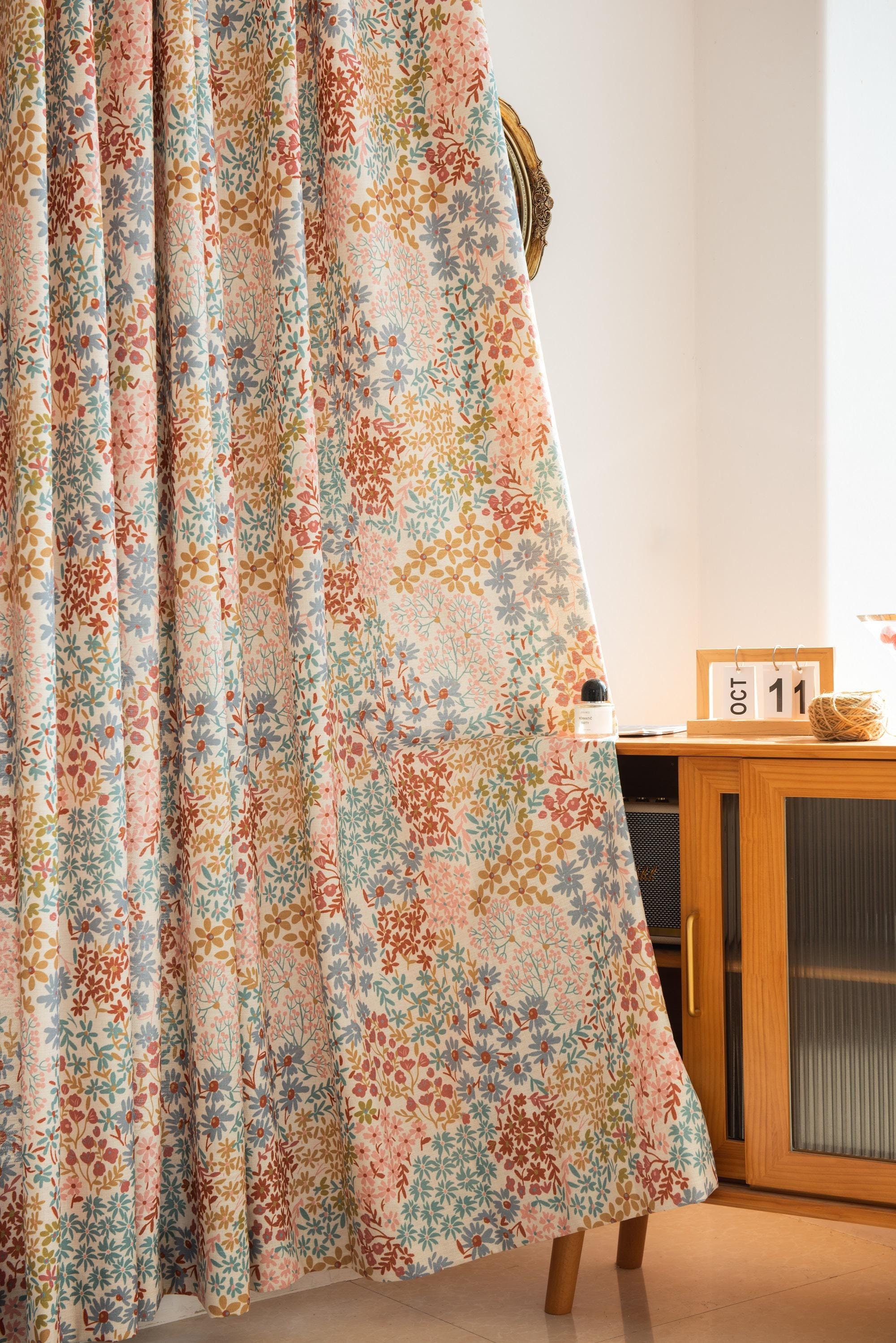 NEW Customize Size/Head Rainbow Petals floral Drapery Curtains, FREE Sheer Lining FREE Tieback, 60% Shading, Extra Wide, 1 Panel