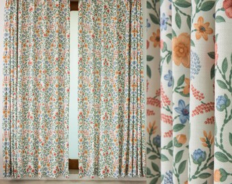 Customize Size/Head Summer Countryside Drapery Curtains, 40% Shading, Extra Wide, Extra Liner Available(Please ask) Free tieback, 1 Panel