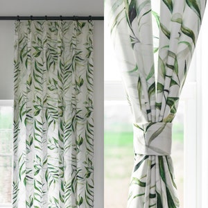 Customize Size/Head Summer Vibe Drapery Curtain, Tropical Rainforest Style, 40% Blackout Extra Wide, Free Tieback, 1 Panel