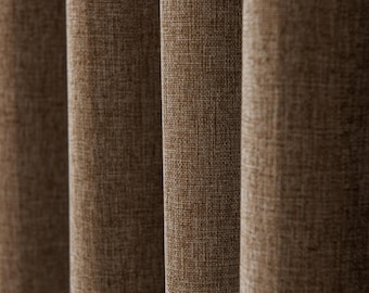 Total Blackout Curtain: Luxe Linen Texture Double sided, Custom Size - Free Tiebacks, 1 Panel