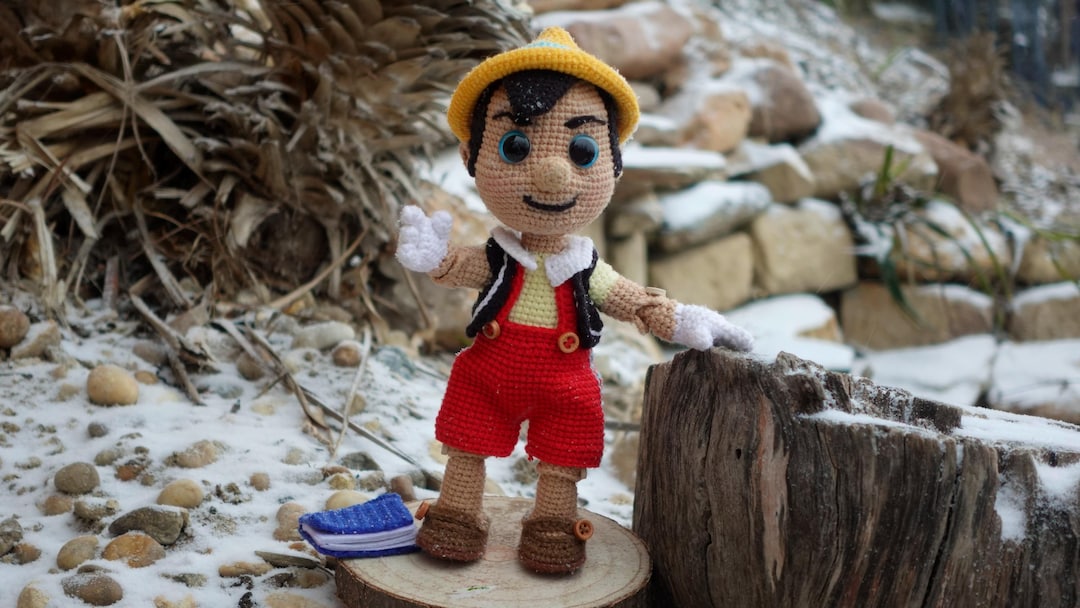 Pattern For Pinocchio Overalls Pinocchio Crochet Pattern With Book and Apple PDF Digital English ...