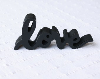 Love word black wooded text home decor - add-on to your gift box order
