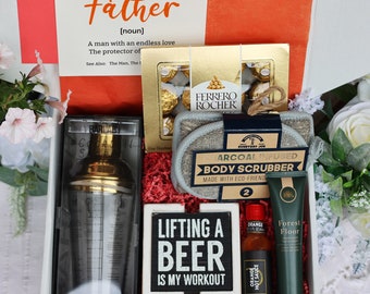 Gift Box for him package For Men, All he needs Manly Gift Set, Dads Birthday Gift For Boyfriend, Self-Care Cocktail Shaker Package for Papa