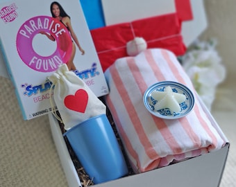 Beach Vacation Gift Set: Towel, Candle & Personalized Card
