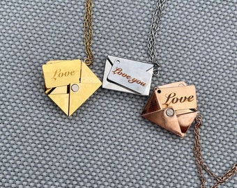 Envelope Necklace with personalised message, top quality, great present