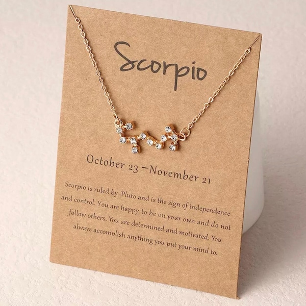 Gold Star Sign Constellation Chain necklace - Zodiac Constellation Horoscope Celestial Astrology Jewellery - Women Men Gift