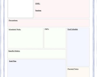 6 Pediatric Care Plan Sheets | Child Medical Daycare Patient Info Form | Patient Info Template