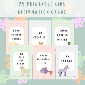 Printable Kids Affirmation Cards ; Instant access affirmation cards for kids ; PDF Kids Affirmation Cards ; Kids Affirmation Cards