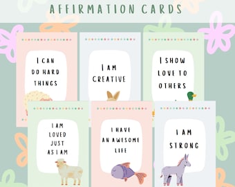 Printable Kids Affirmation Cards ; Instant access affirmation cards for kids ; PDF Kids Affirmation Cards ; Kids Affirmation Cards