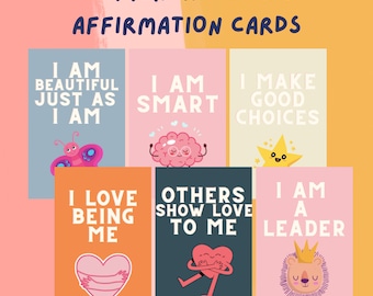 25 Printable Kids Affirmation Cards ; Digital Affirmation Cards for Kids ; Instant Self Love Affirmation Cards for kids