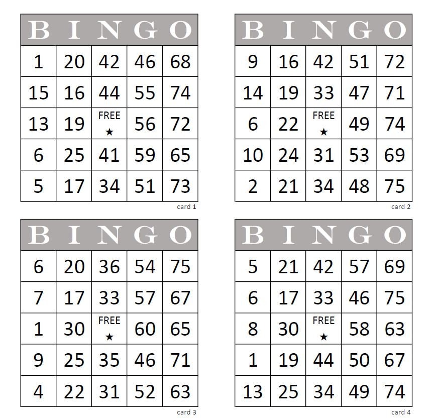 1000 Bingo Cards Pdf Download DIY Bingo 6 per Page Instant Printable ...