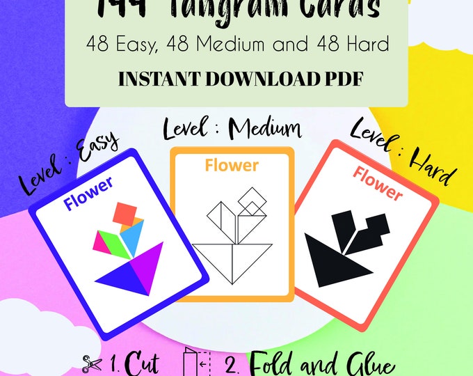 Tangram Animals and Shapes Puzzle Cards 96 Cards & Free Tangram Pattern ...