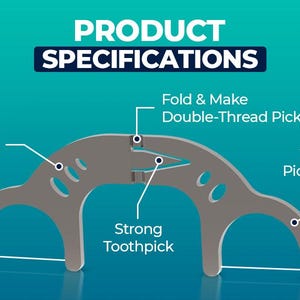 以下が含まれることがあります： 滑り止めハンドルが付いたグレーの金属製のツールで、ダブルスレッドピックを折り畳んで作ることができます。強力なつまようじとフロスピックが1つに組み合わされています。