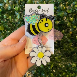 Bee badge reel, Daisy badge reel, badge reel for her, nurse badge reel, gifts for nurse