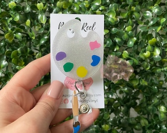 Paint pallette badge reel, artist badge reel, art teach gift, art teacher badge reel, badge reel for her, painter gift, gifts for artist