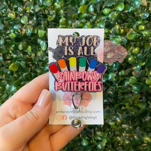 Bobina per badge arcobaleni e farfalle, bobina per badge infermiere, regali per infermiere, bobina per badge medico