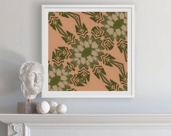 Artemis Earth Tone Abstract Art Print – Banana Leaf Print| Tropical Decor | Bohemian Wall Art | Abstract Floral Art Print