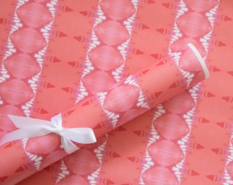 Wrapping Paper Roll ~ Evelyn, Salmon Pink Paper, 24" wide, by the Yard [Gift Wrap, Birthday, Holiday, All Occasion]