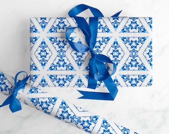 Wrapping Paper Roll ~ Blue White Chinoiserie Paper, 30" x by the Yard [Gift Wrap, Ginger Jar Wrapping Paper, All Occasion] Bunsen