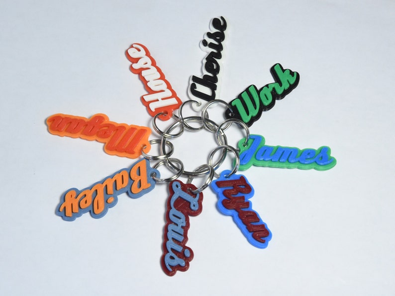 Keychain Cursive Personalized Cursive Keychain, Name Tag, ID Tag - 2 Pack - Etsy