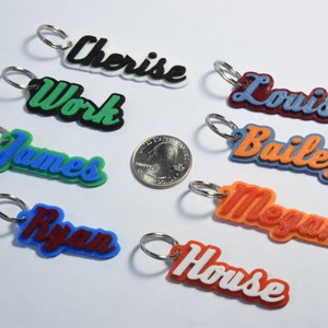 Personalized Cursive Keychain, Name Tag, ID Tag - 2 Pack