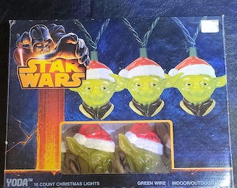 Rare Star Wars Set of 10 Santa Yoda Christmas Lights Tested Works!